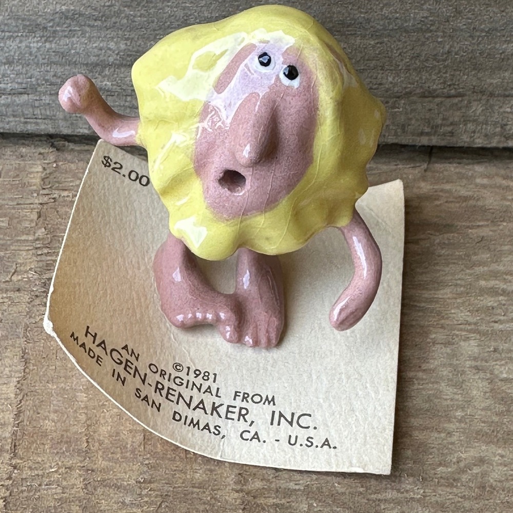 *Rare* Vintage 1981 Hagen-Renaker Ceramic Yellow Monster Figurine San Dimas CA